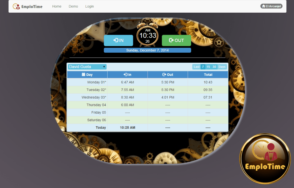 reloj virtual de emplotime