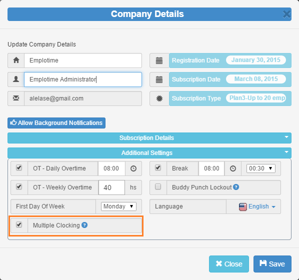 Característica de Marcación de entradas y salidas multiple